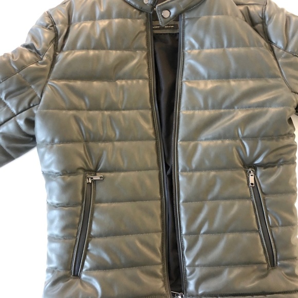 ZARA FAUX LEATHER PUFFER JACKET - Picture 8 of 8
